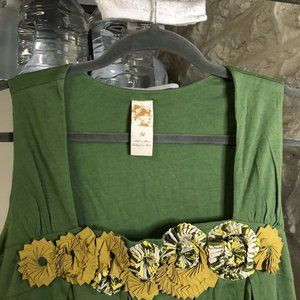 Anthropologie Womans Blouse M Green Yellow Cotton